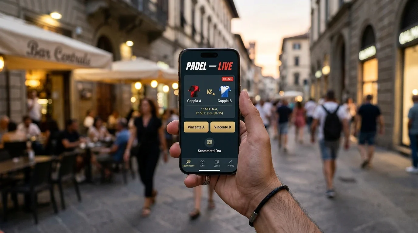 Schermata di un'app mobile di scommesse padel su uno smartphone moderno