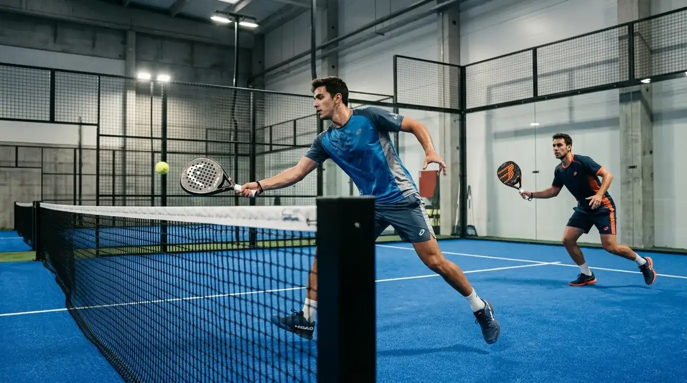 Coppia professionistica di padel durante allenamento prima di un Major Premier Padel