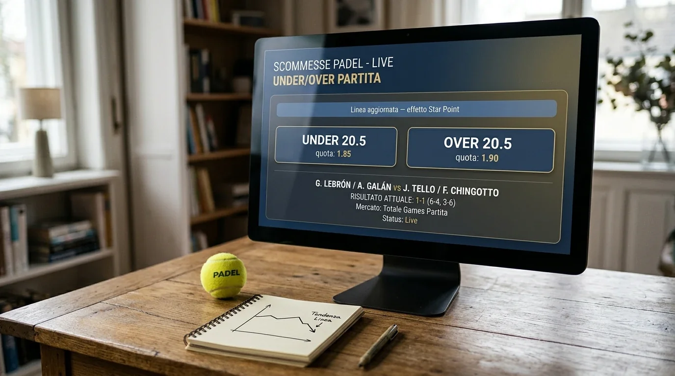 Linee Under/Over giochi padel mostrate su uno schermo dopo l'introduzione dello Star Point