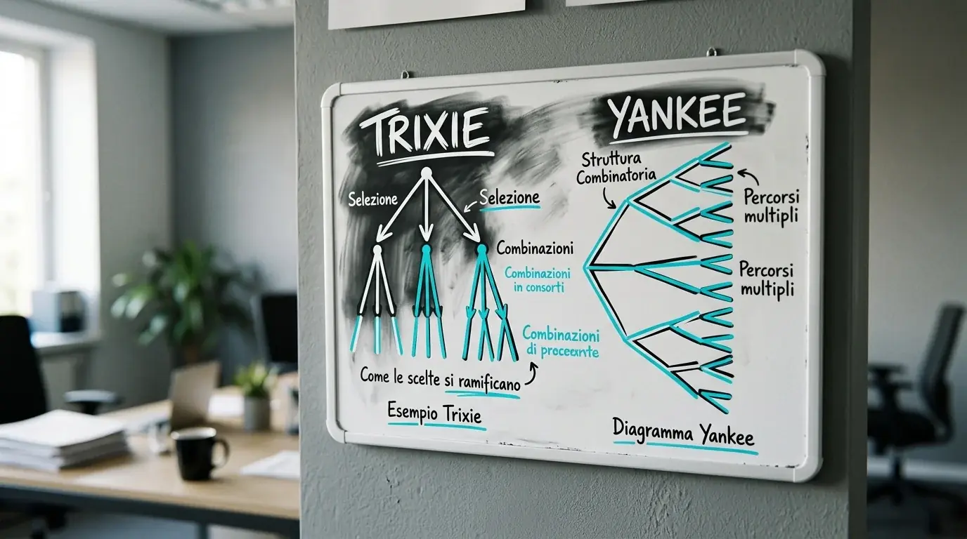Schema visivo dei sistemi Trixie e Yankee applicati al padel su lavagna