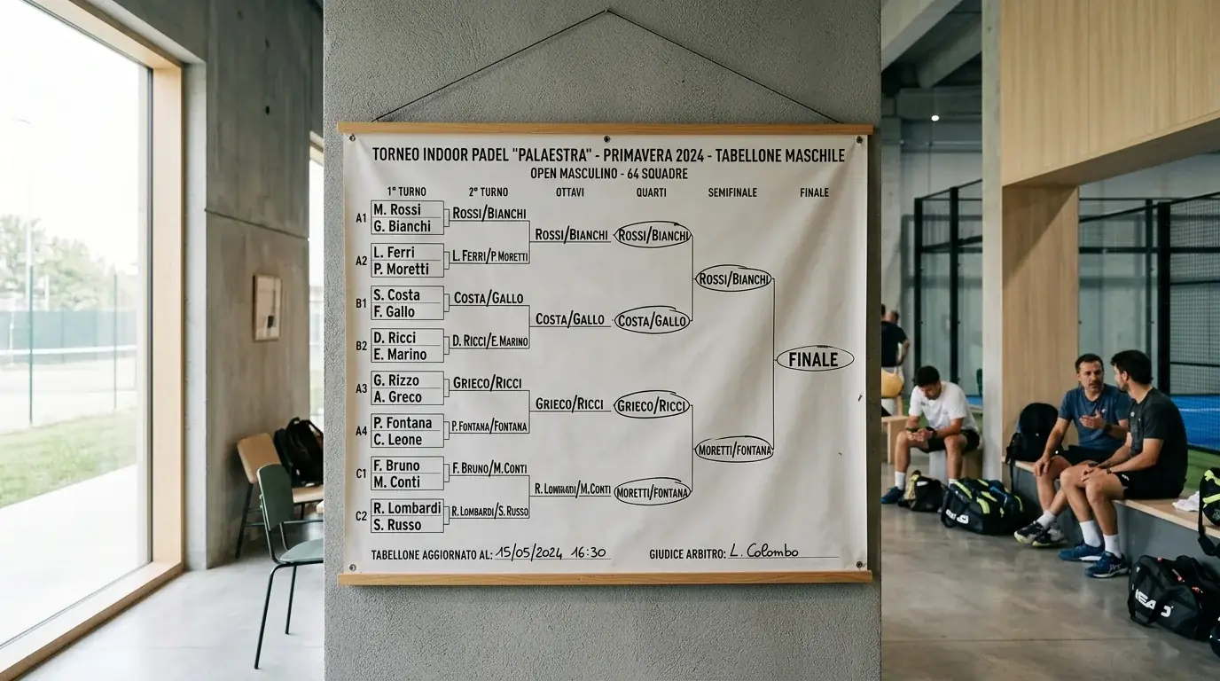 Tabellone di un Major Premier Padel con le coppie iscritte al tabellone