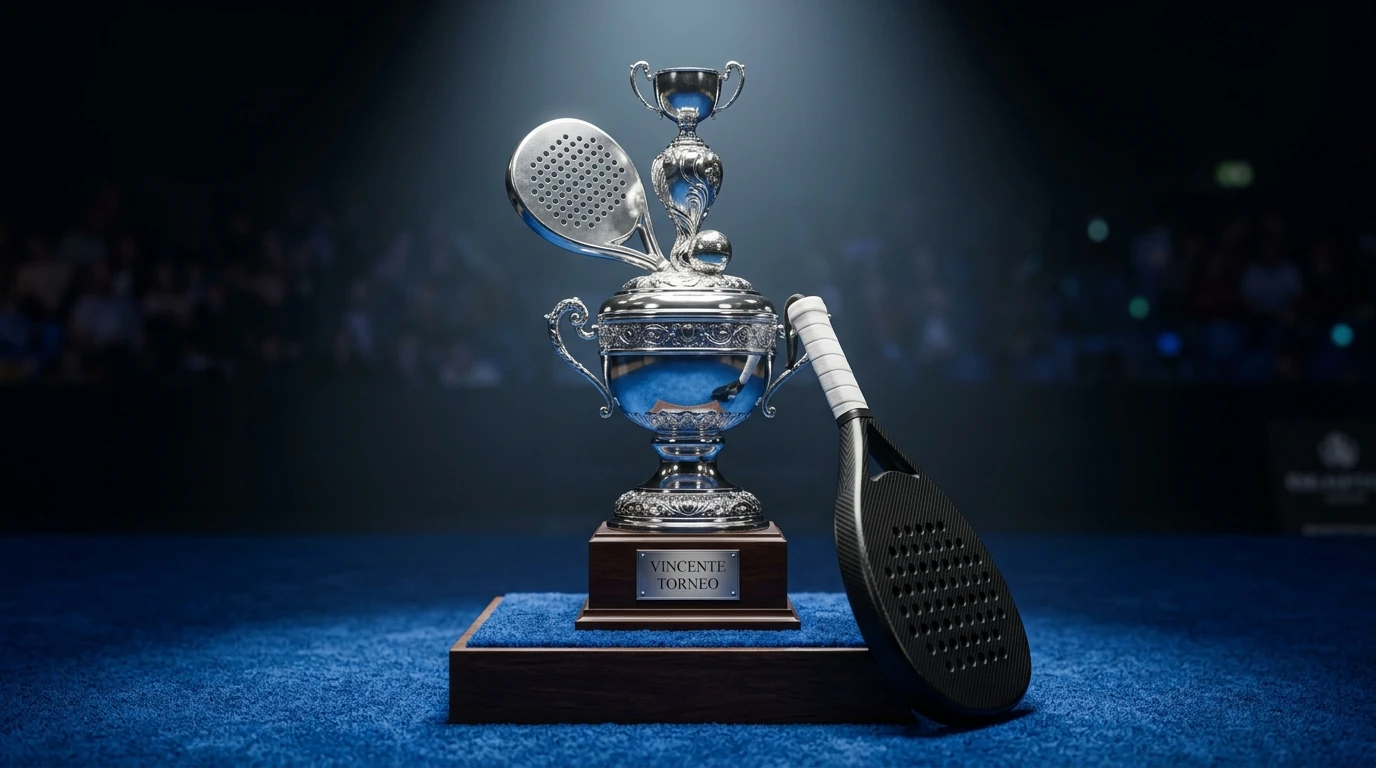 Trofeo di un torneo Premier Padel come simbolo del mercato Vincente Torneo antepost
